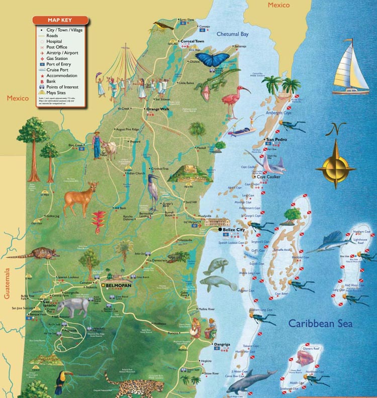 carte touristique du belize - Image