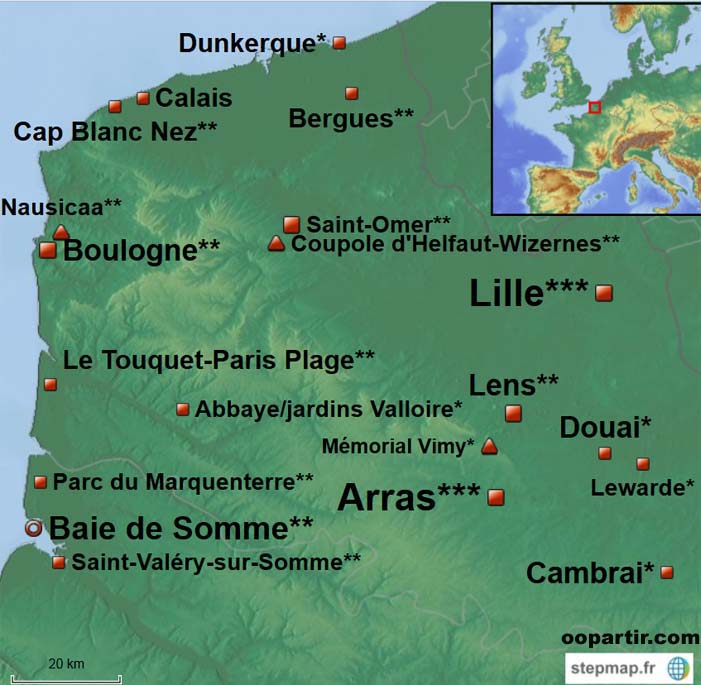 France-Nord - Carte touristique du Nord Pas de Calais